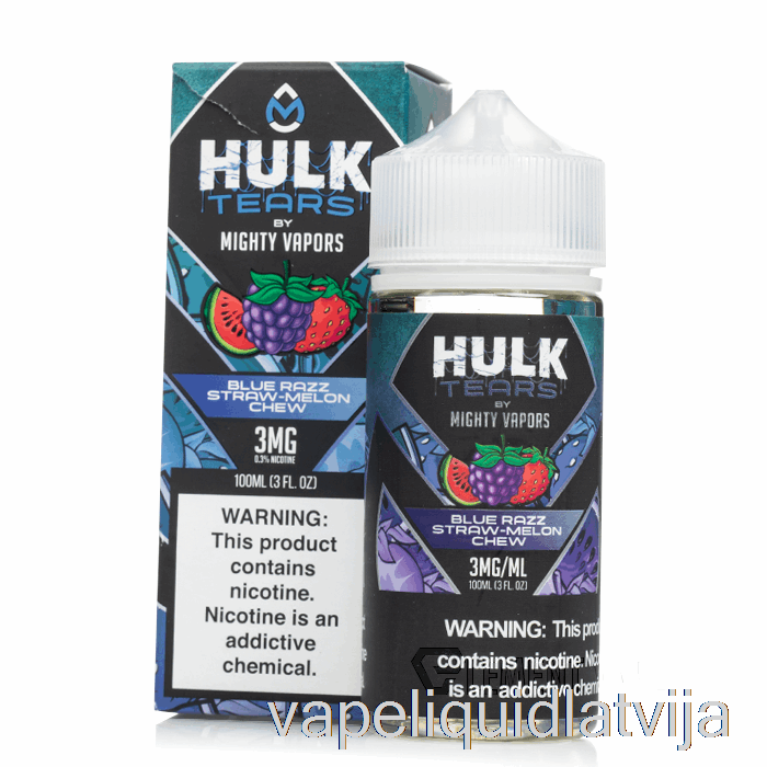 Blue Razz Straw Melon Chew - Hulk Tears - 100ml 3mg Vape šķidrums